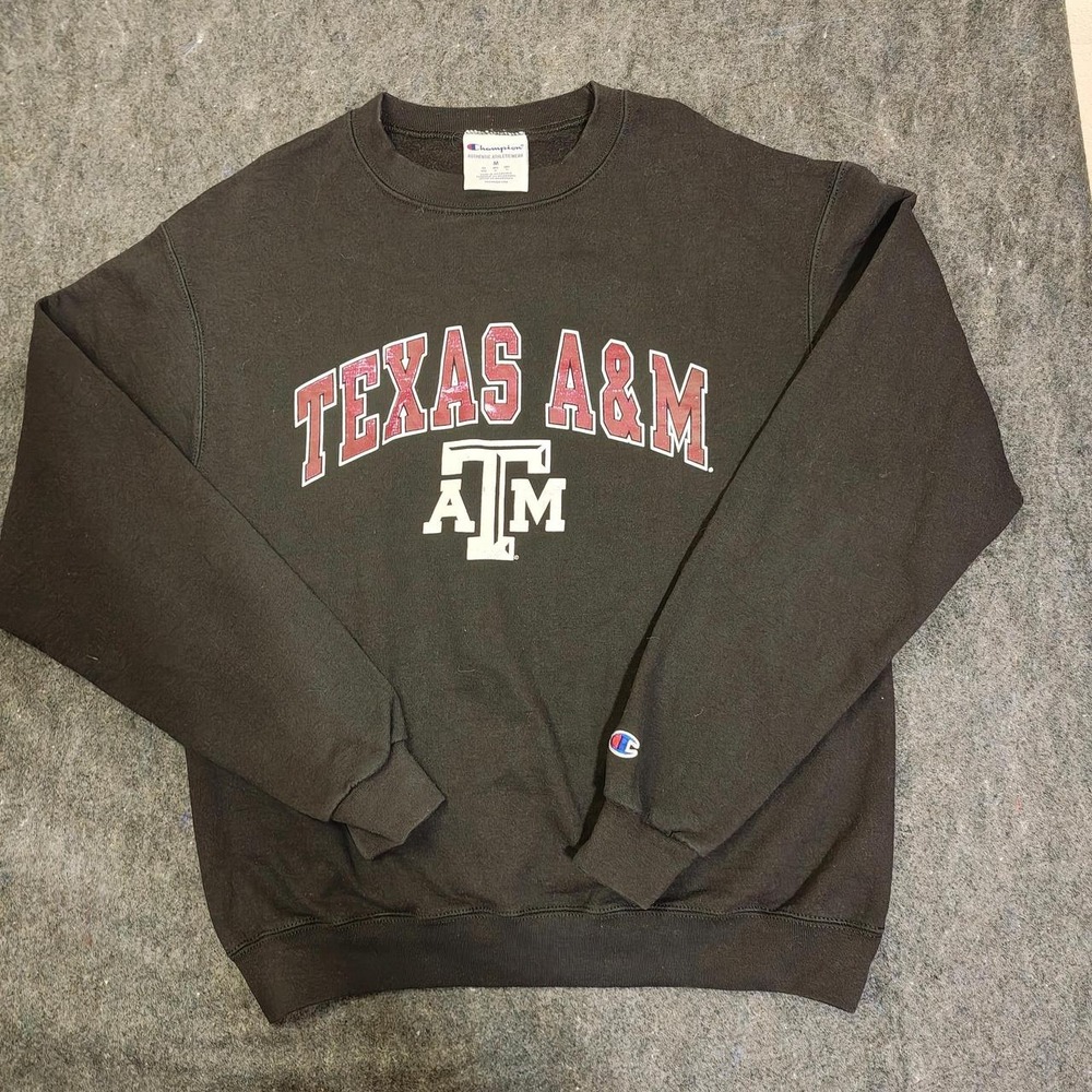 Champion Texas A&M University Crewneck Sweatshirt Mens Medium Black Aggies NCAA
